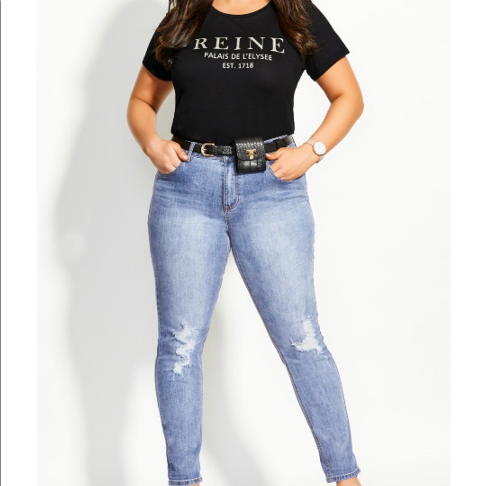 City Chic Plus Ripped Skinny Jeans - Picture 3 of 4